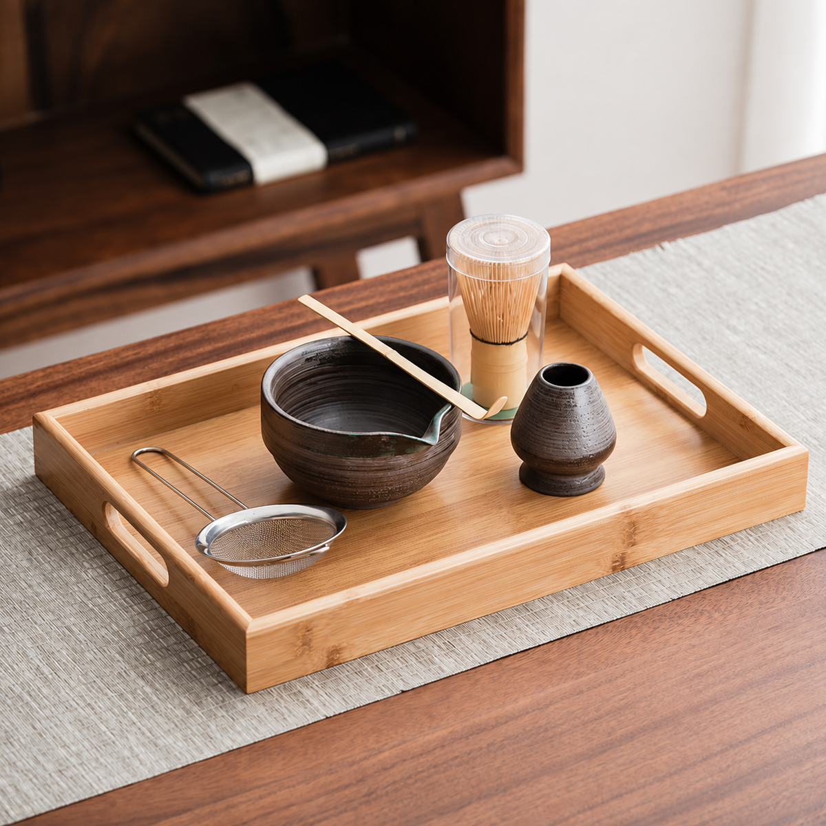 Dark Brown Rings — Six-Piece Set with Tray