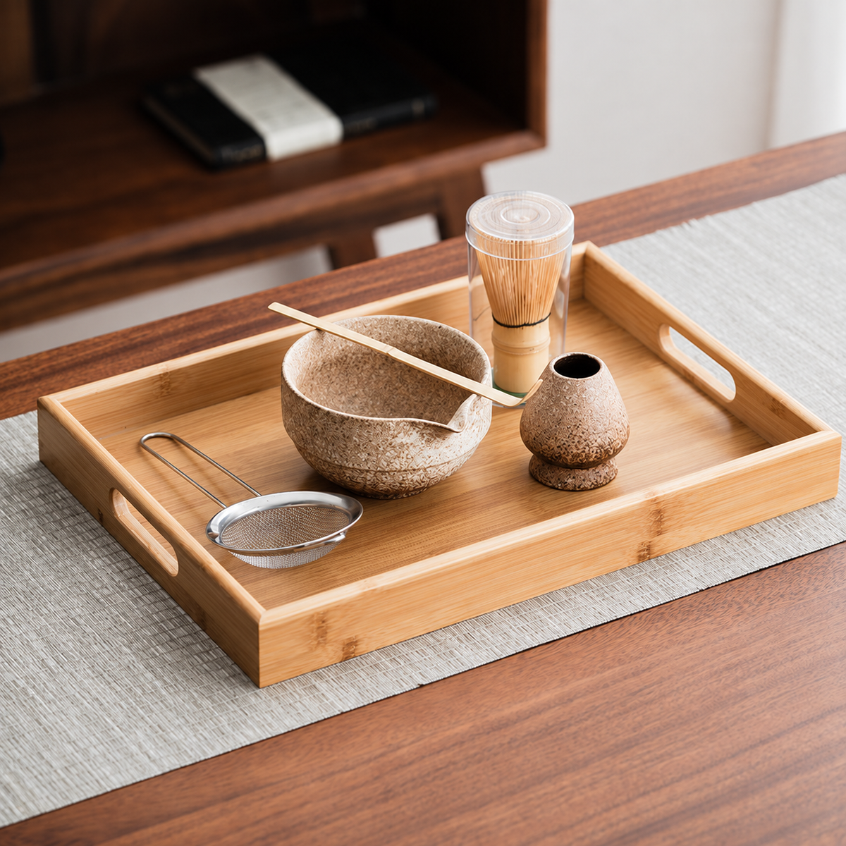 Warm Speckle — Six-Piece Set with Bamboo Tray