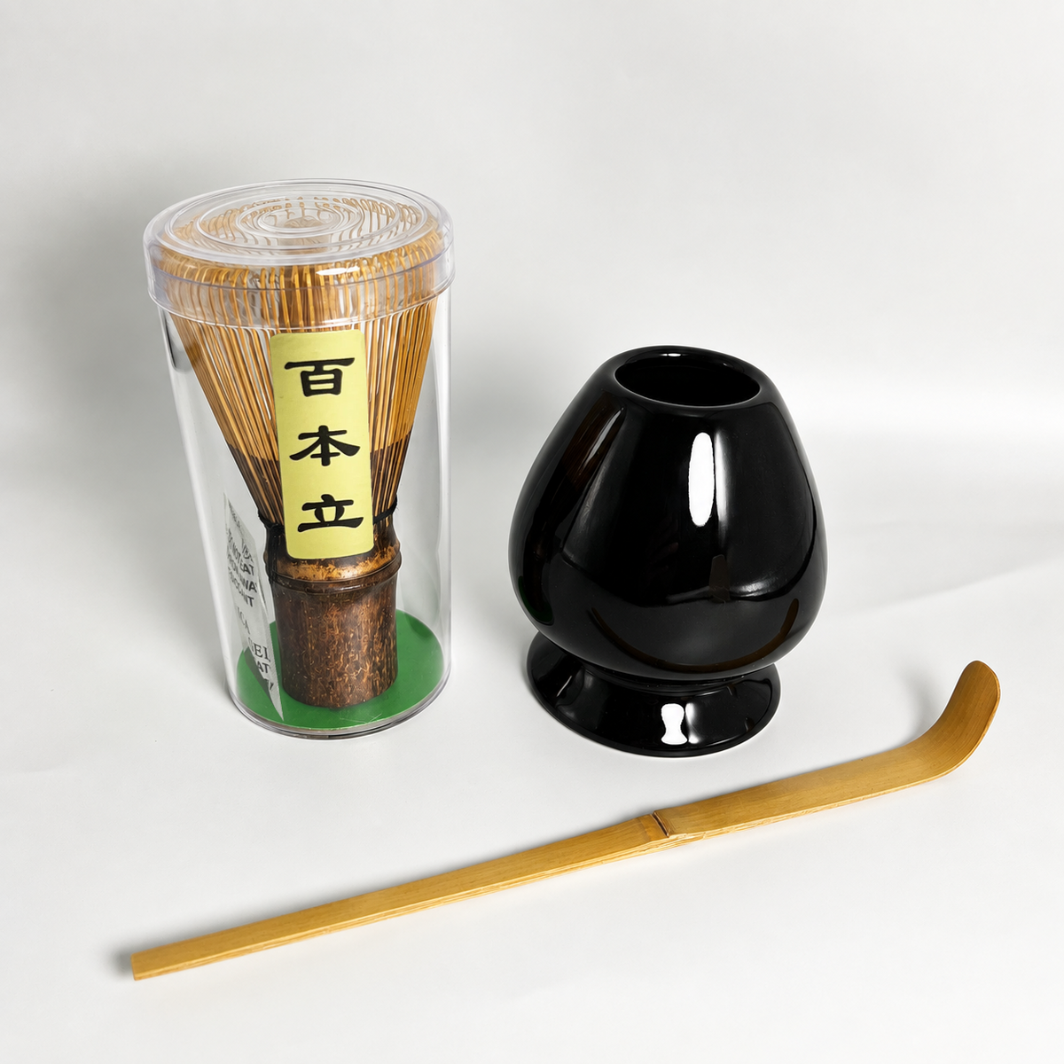 Dark Bamboo — Whisk, Scoop & Black Stand