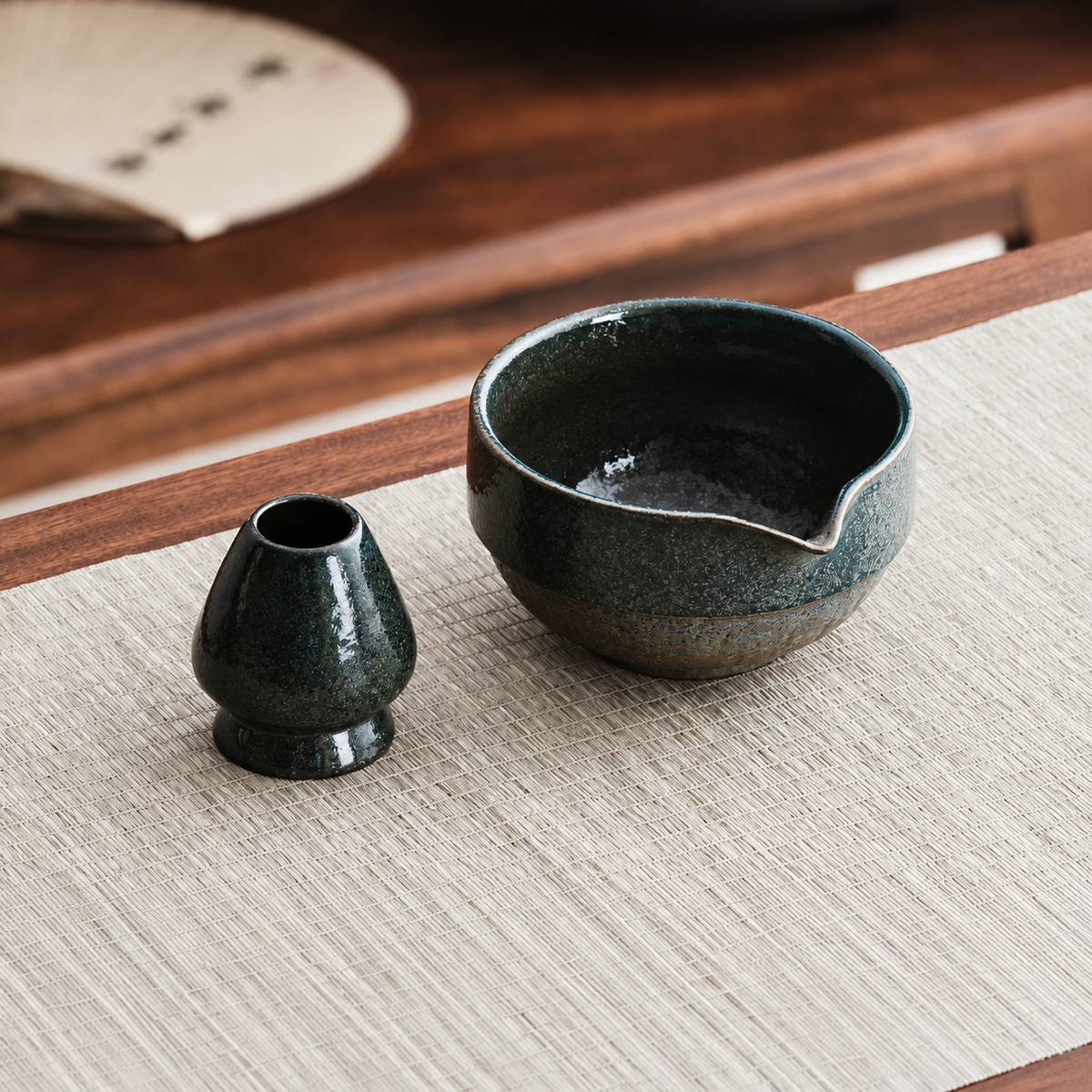 Dark Glaze — Bowl & Whisk Stand