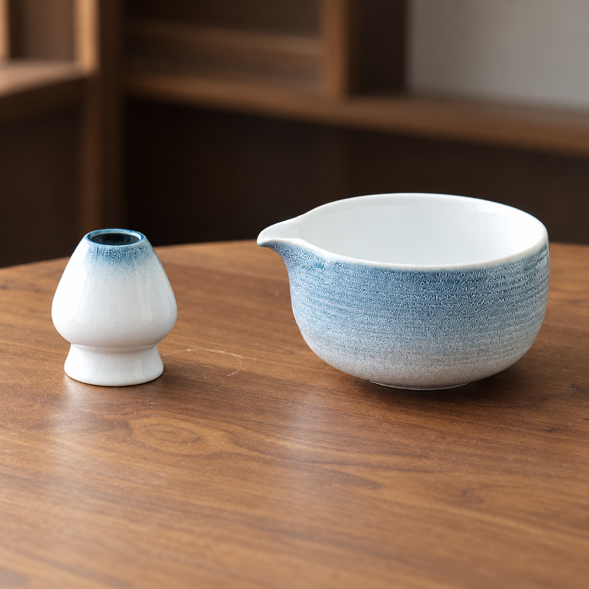 Gradient Blue — Ribbed Bowl & Whisk Stand