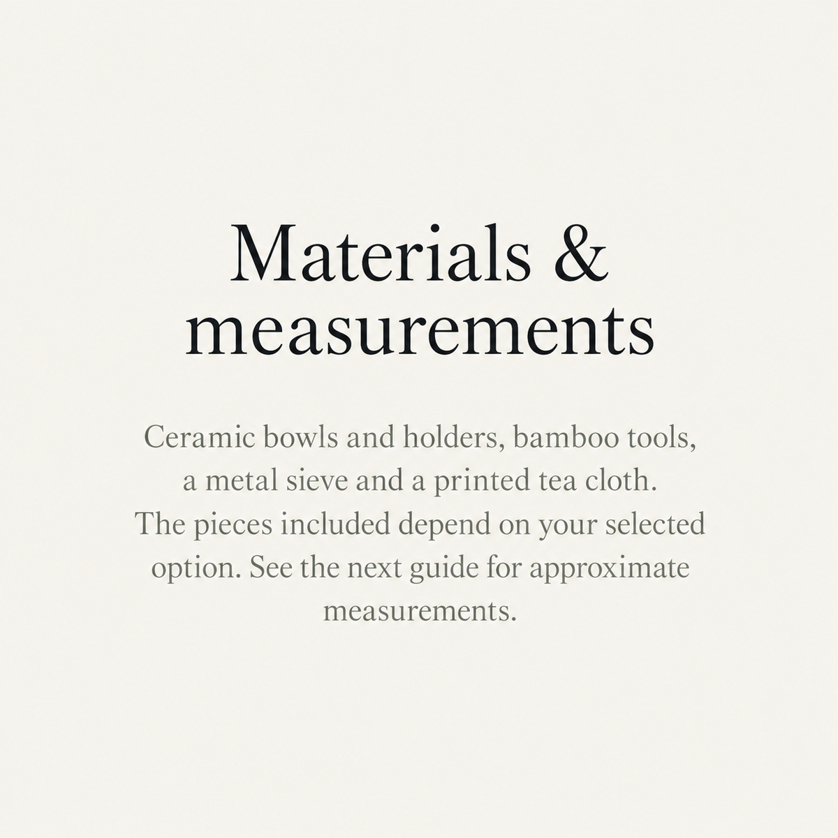 Materials & measurements