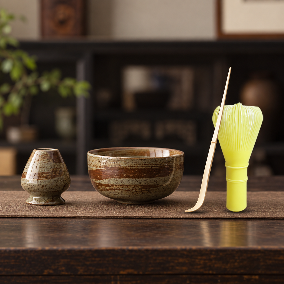 Half-Moon Autumn Brown — Four-Piece PP Whisk Set