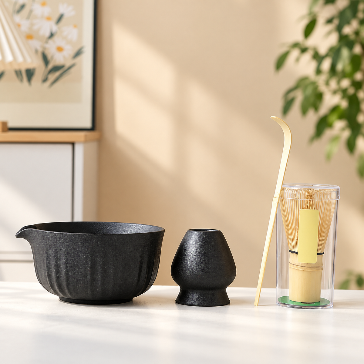 Fluted Charcoal — Four-Piece Set