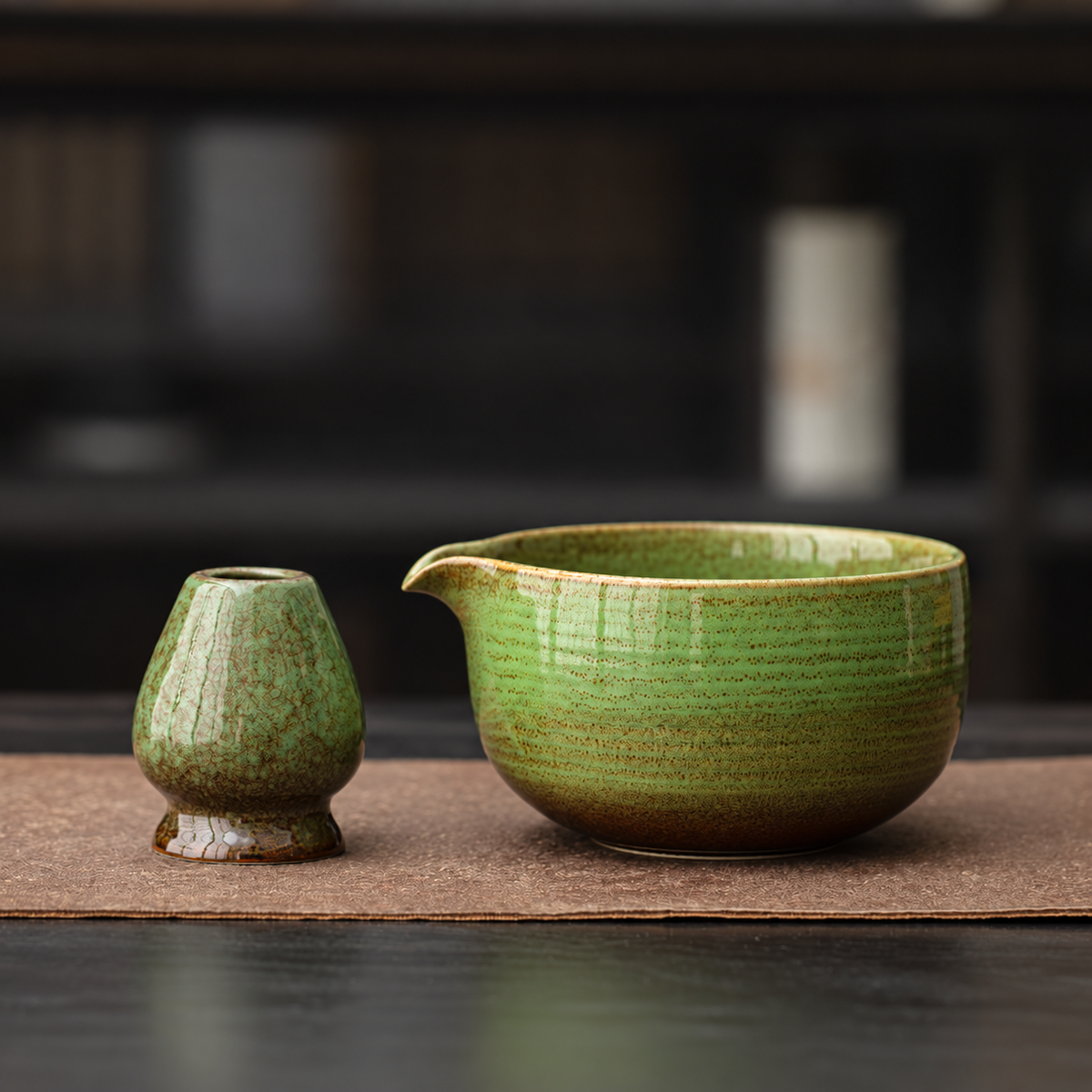 Glaze Green — Bowl & Whisk Holder