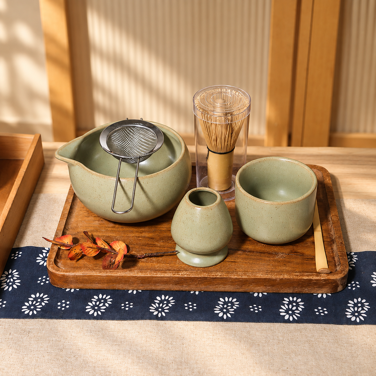 Green Ceramic Matcha Bowls, Cups & Whisk Holders — image 5