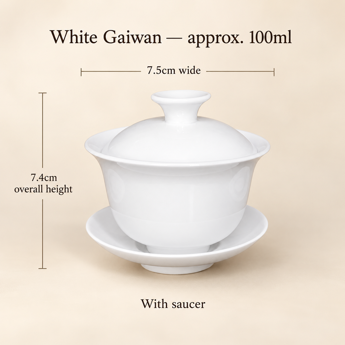 White Gaiwan — 100 ml — With Saucer