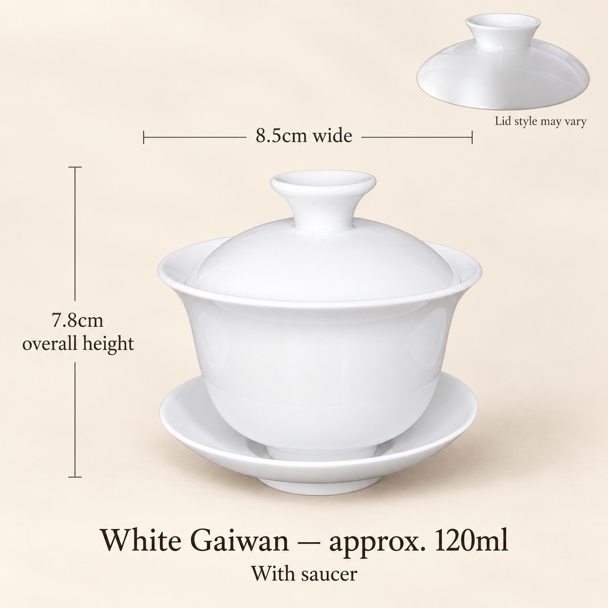White Gaiwan — 120 ml — With Saucer