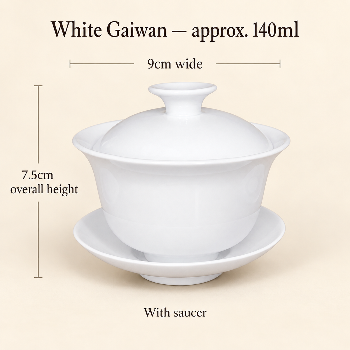 White Gaiwan — 140 ml — With Saucer