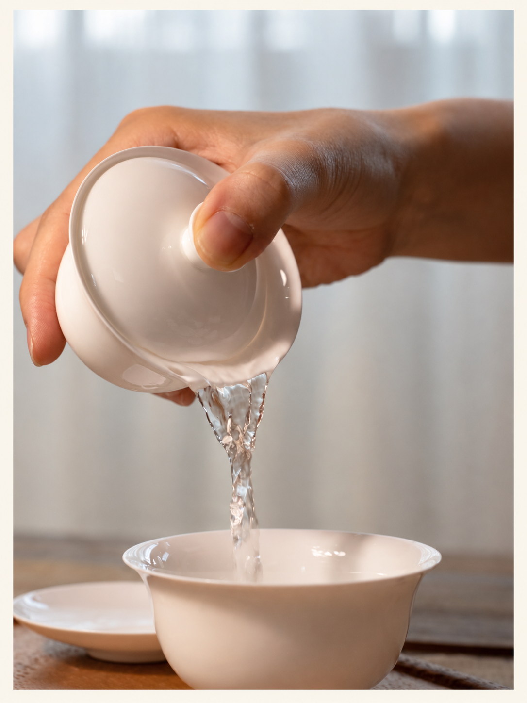 Small White Ceramic Gaiwans, Cups & Pitchers — image 5