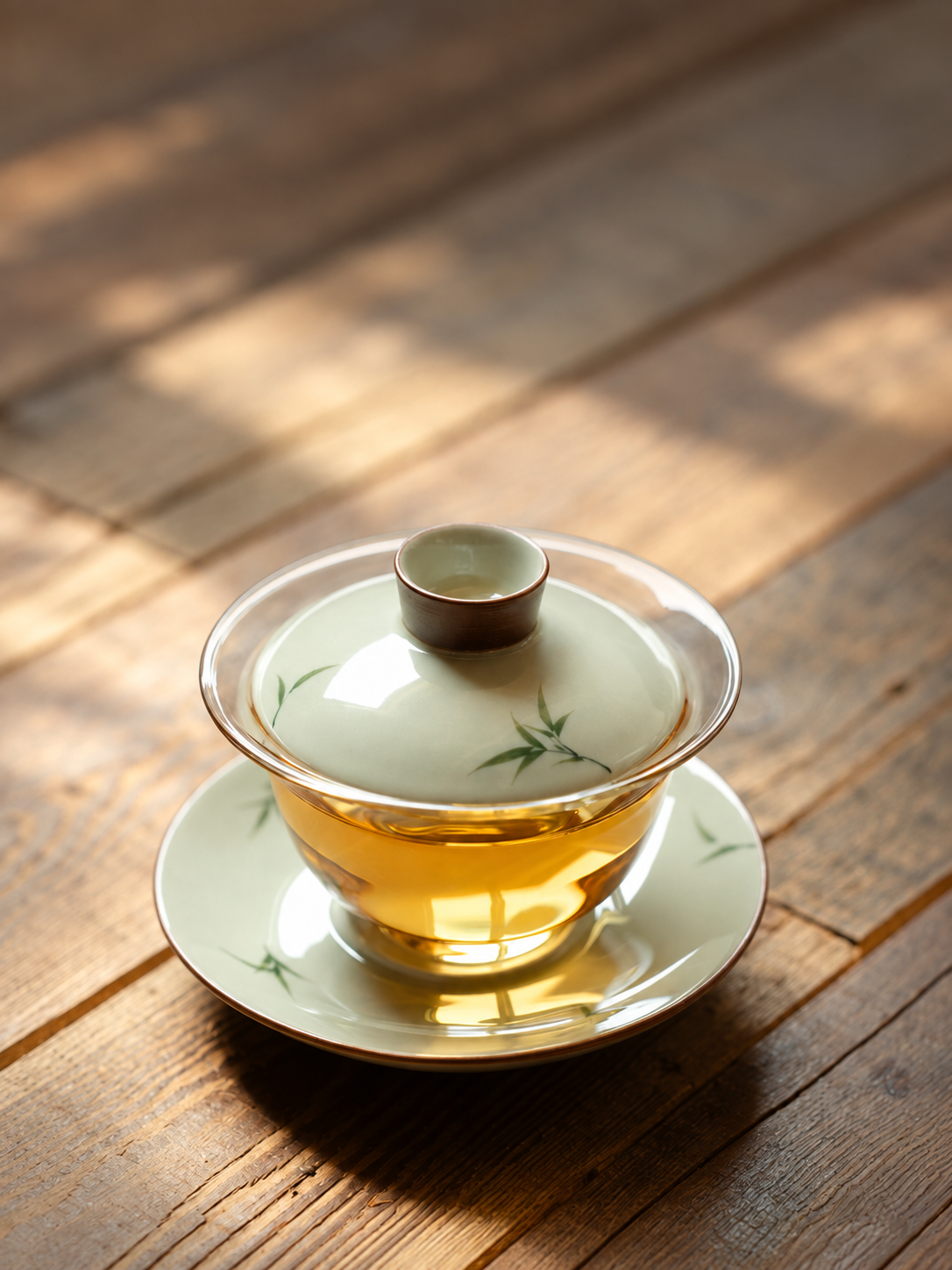 Bamboo Motif Glass Gaiwan — image 1