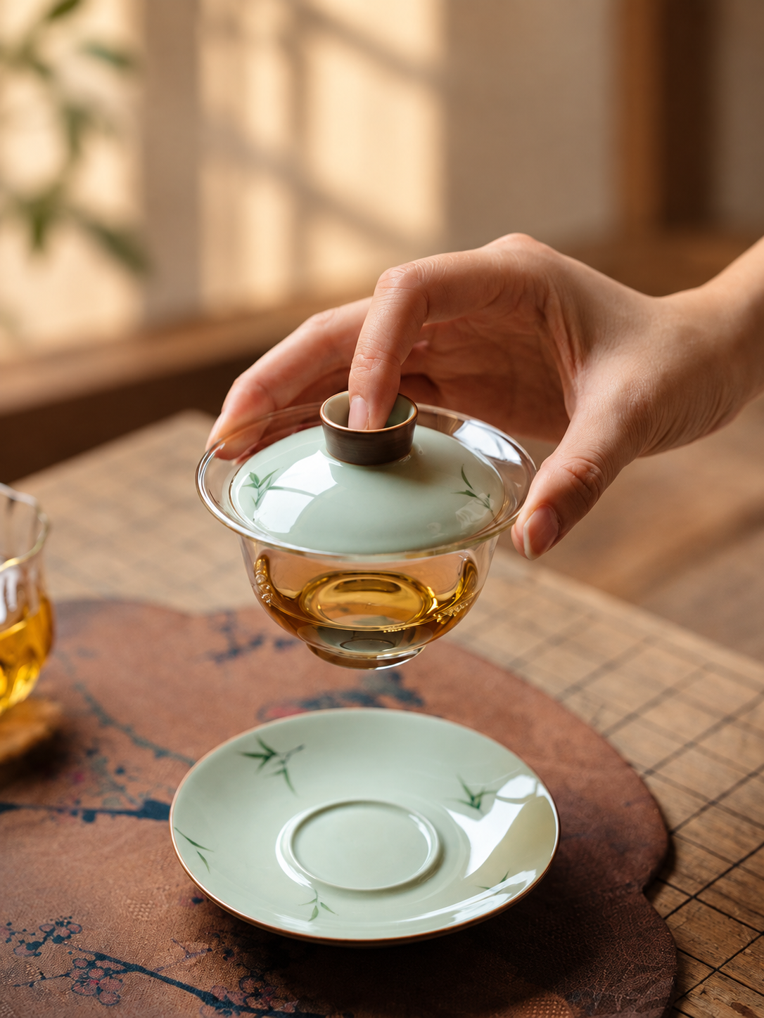 Bamboo Motif Glass Gaiwan — image 5
