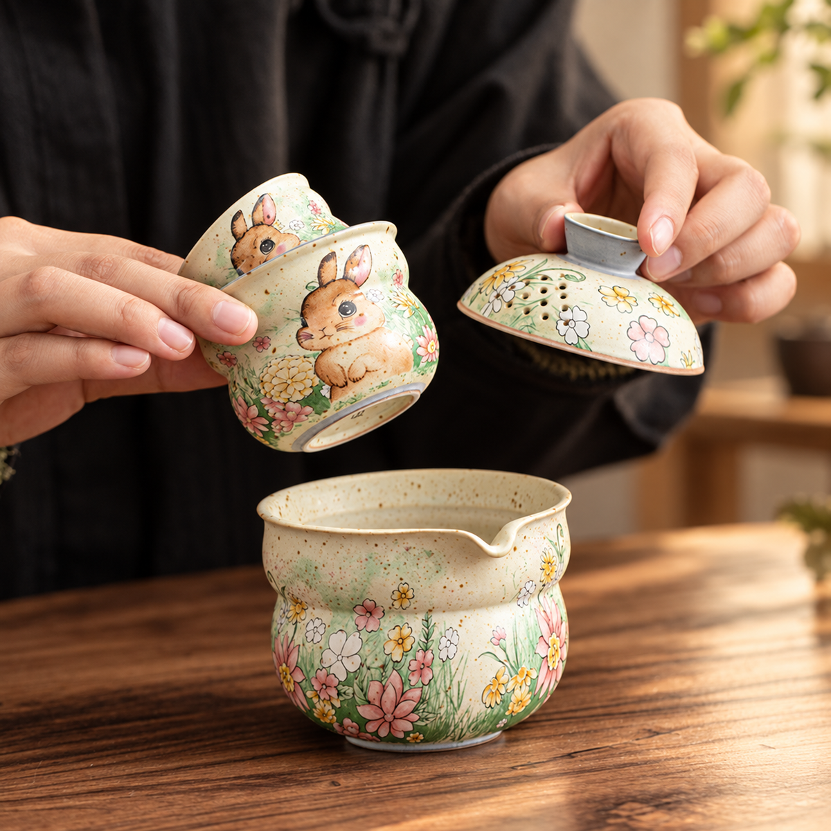 Rabbit Porcelain Travel Tea Pieces - source image 3