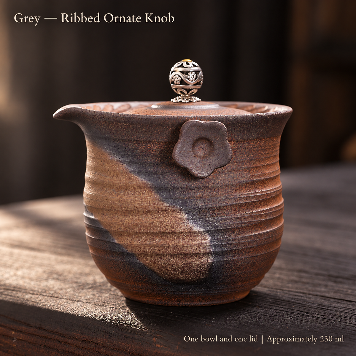 Grey — Ribbed Ornate Knob — 230 ml