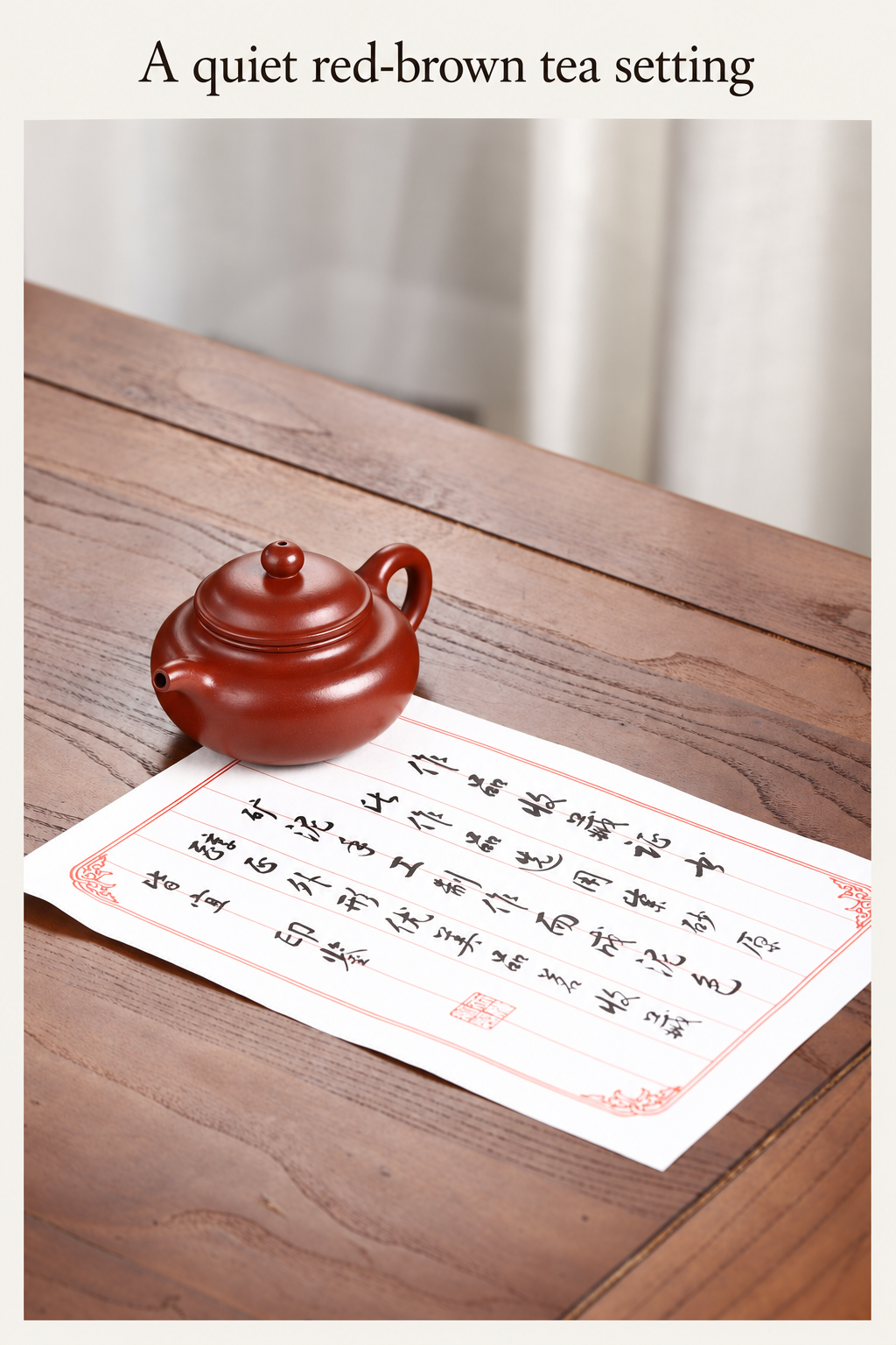 A quiet red-brown tea setting