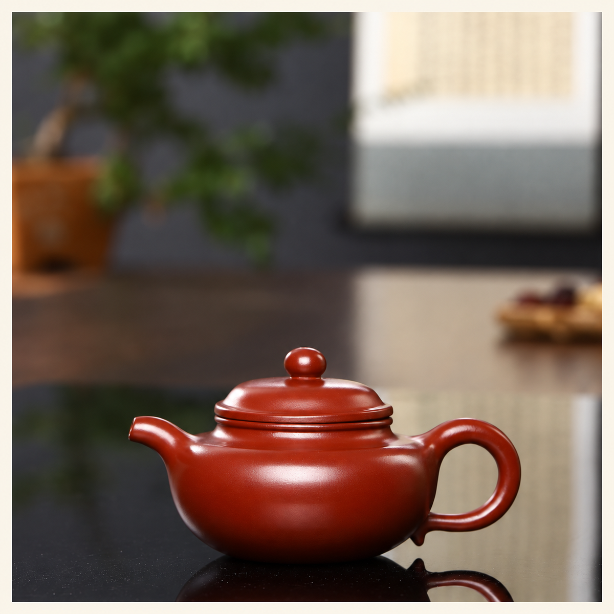 Red-Brown Clay Teapot — Fang Gu Form — image 1