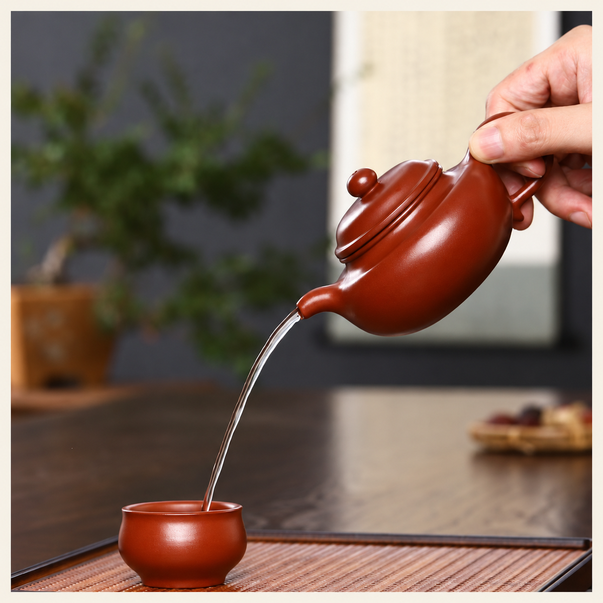 Red-Brown Clay Teapot — Fang Gu Form — image 5