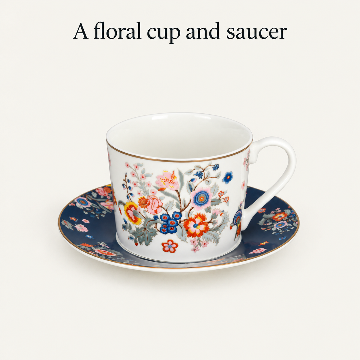 A floral cup and saucer