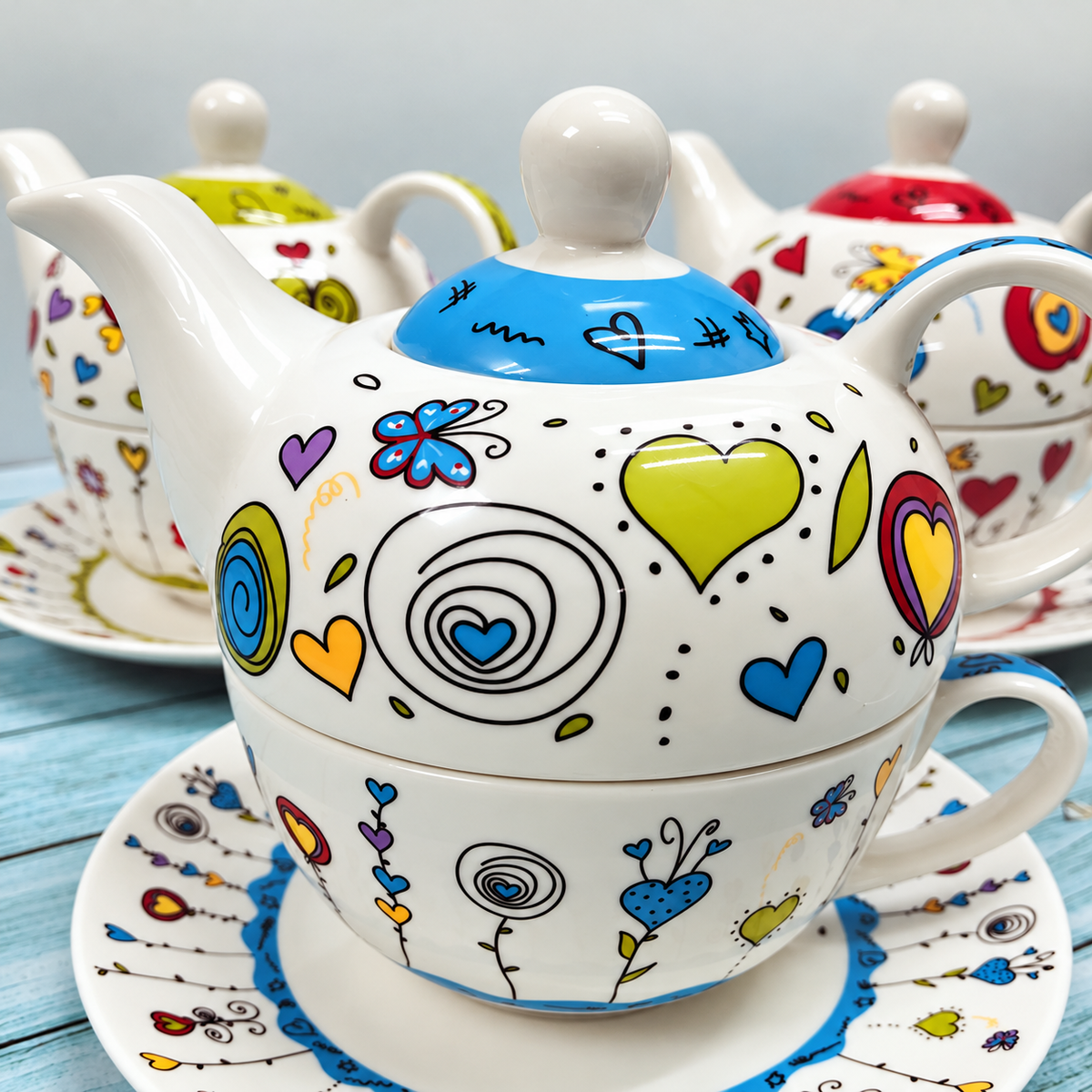 Doodle Pattern Ceramic Tea-for-One Collection - source image 3