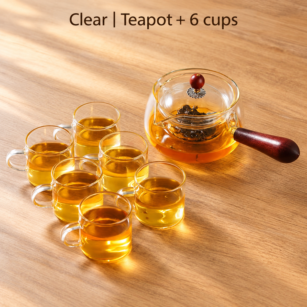Clear | Teapot + 6 cups