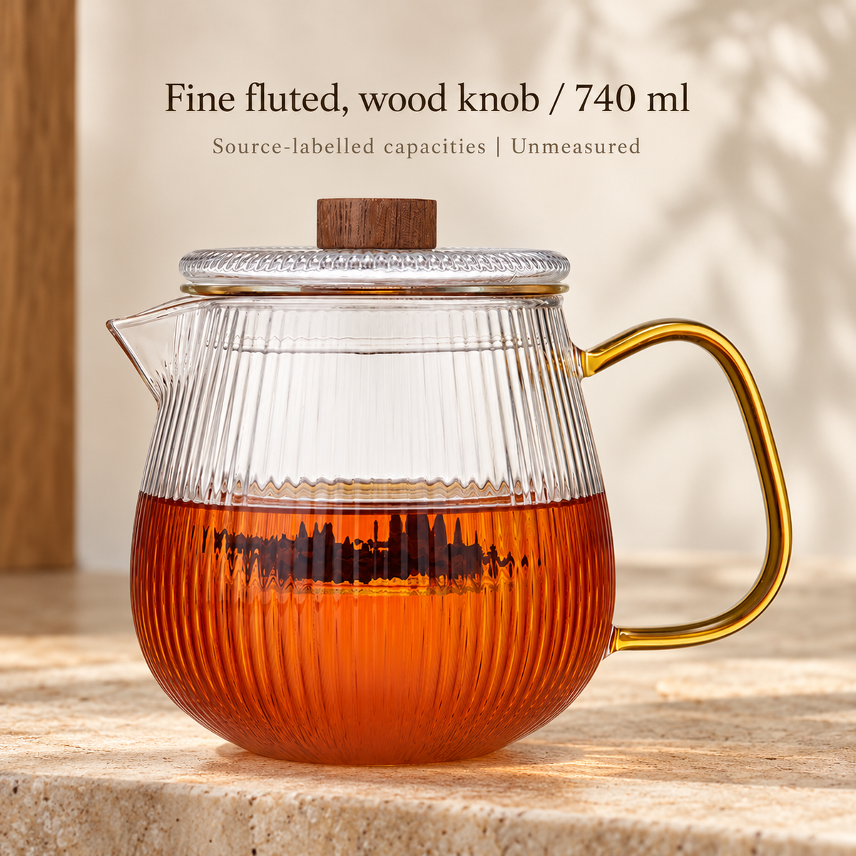 Fine fluted, wood knob | 740 ml