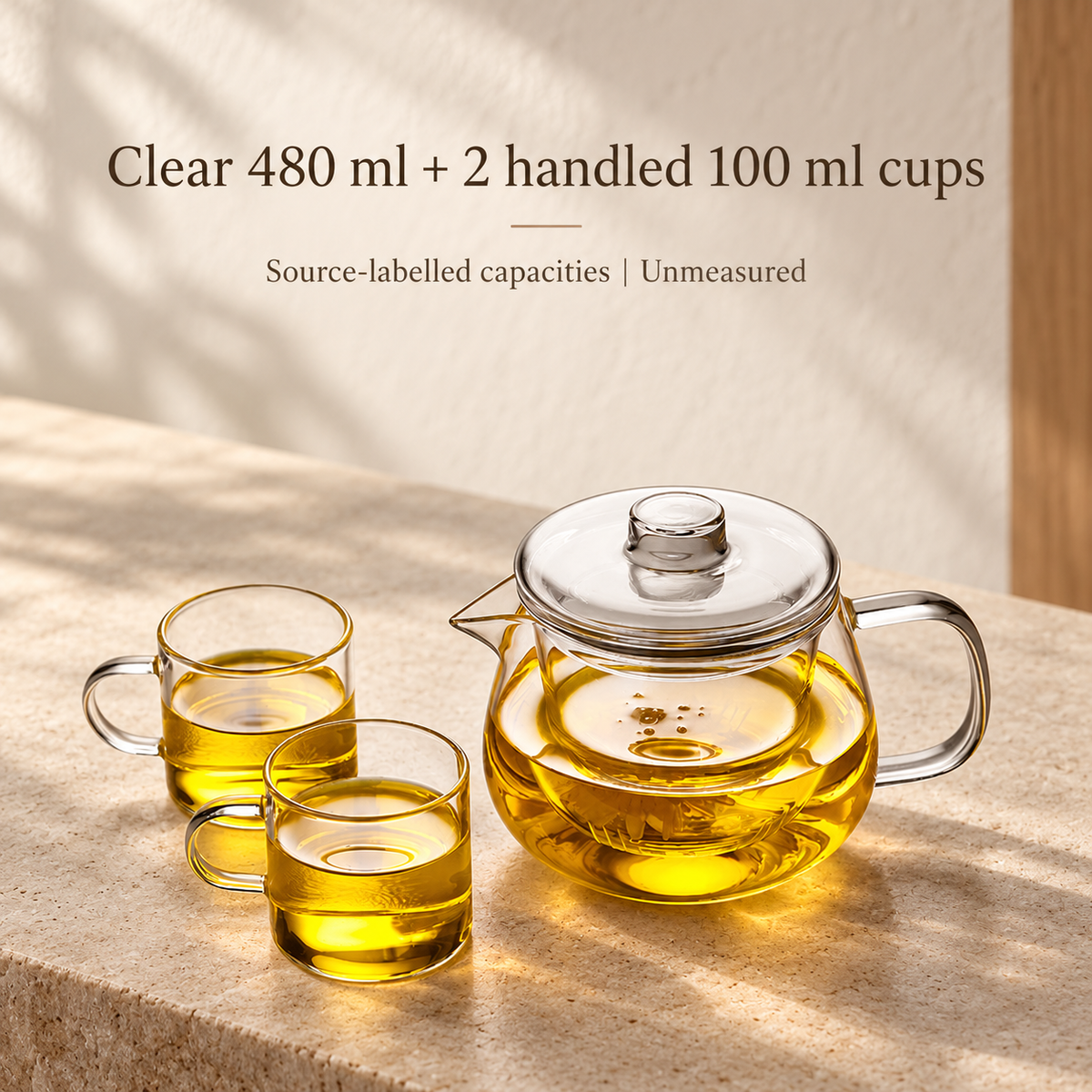 Clear 480 ml + 2 handled 100 ml cups