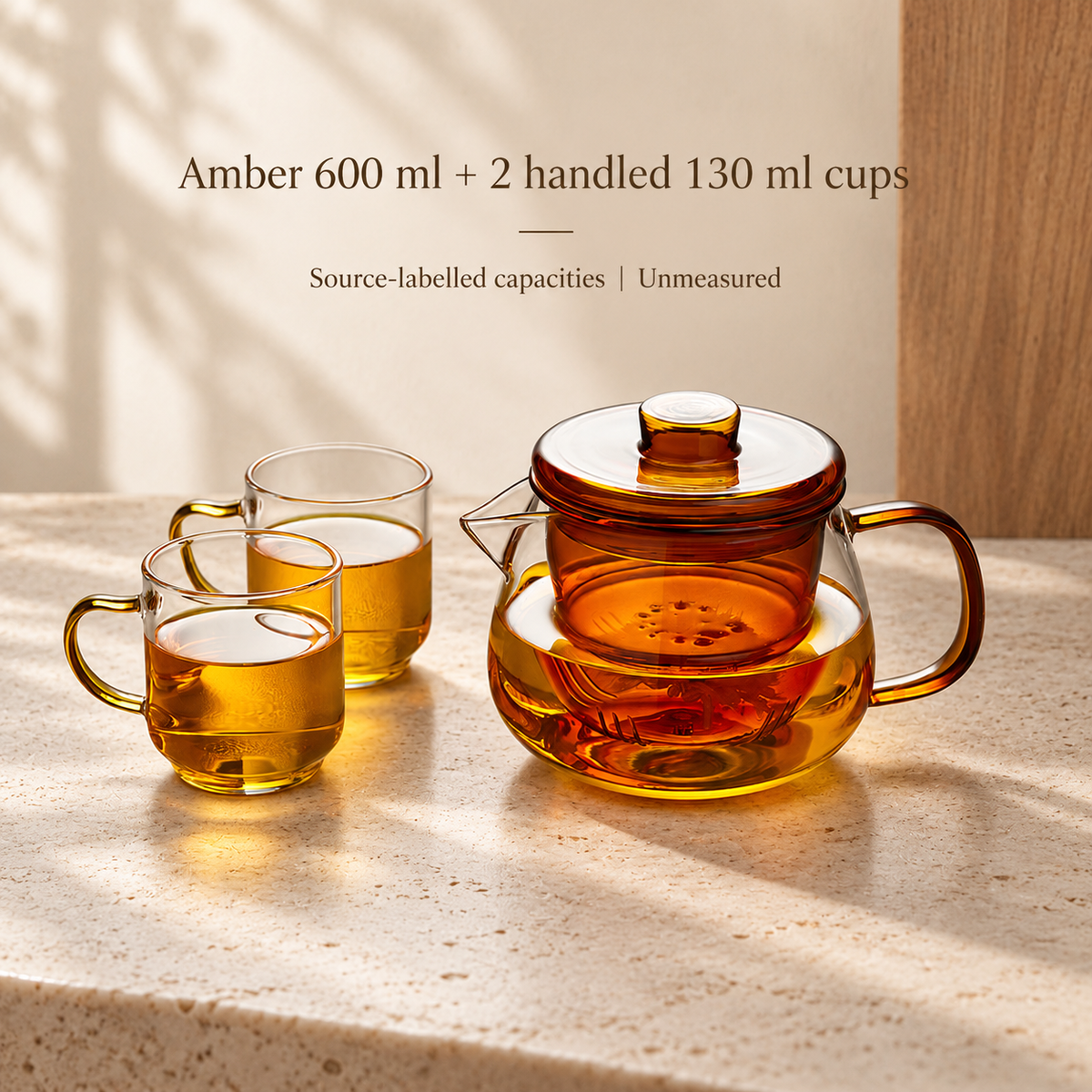 Amber 600 ml + 2 handled 130 ml cups