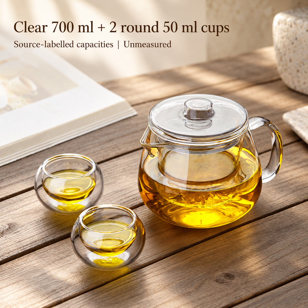 Clear 700 ml + 2 round 50 ml cups