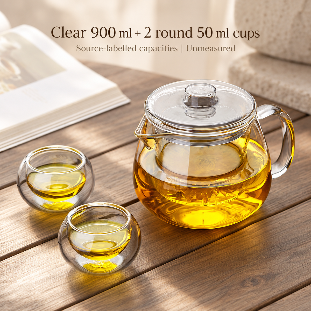 Clear 900 ml + 2 round 50 ml cups