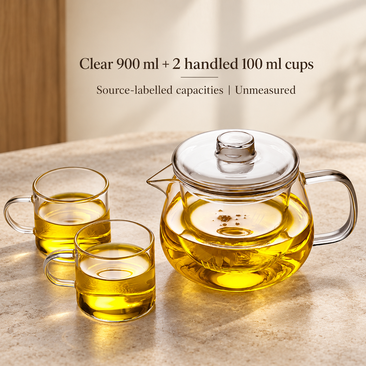 Clear 900 ml + 2 handled 100 ml cups