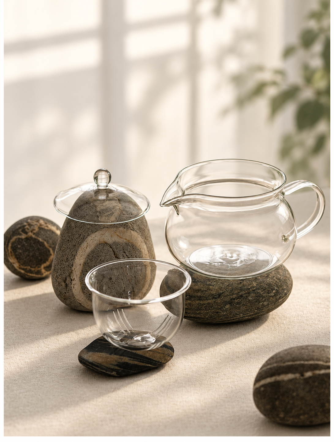 Three separate glass pieces