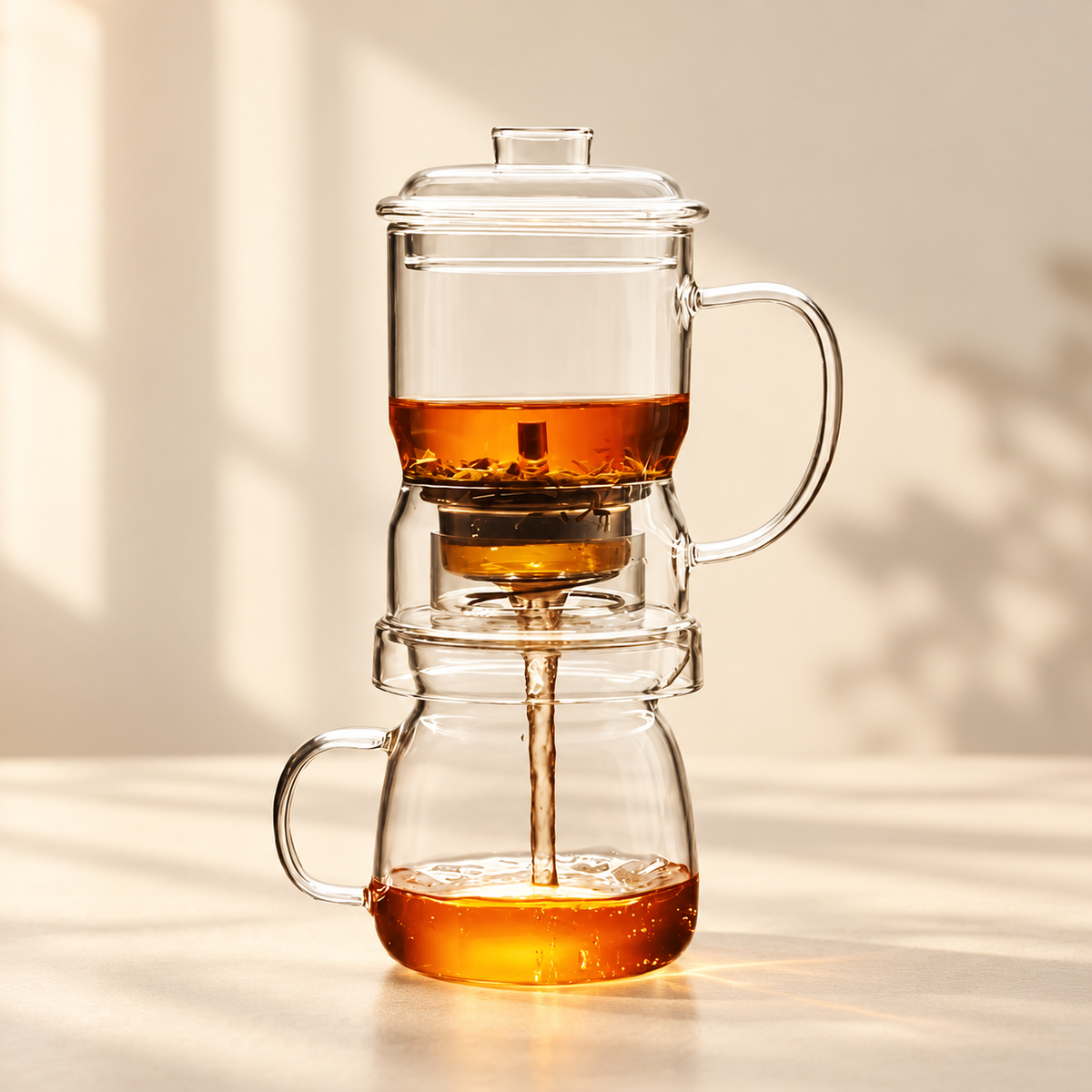 Clear glass tea brewer