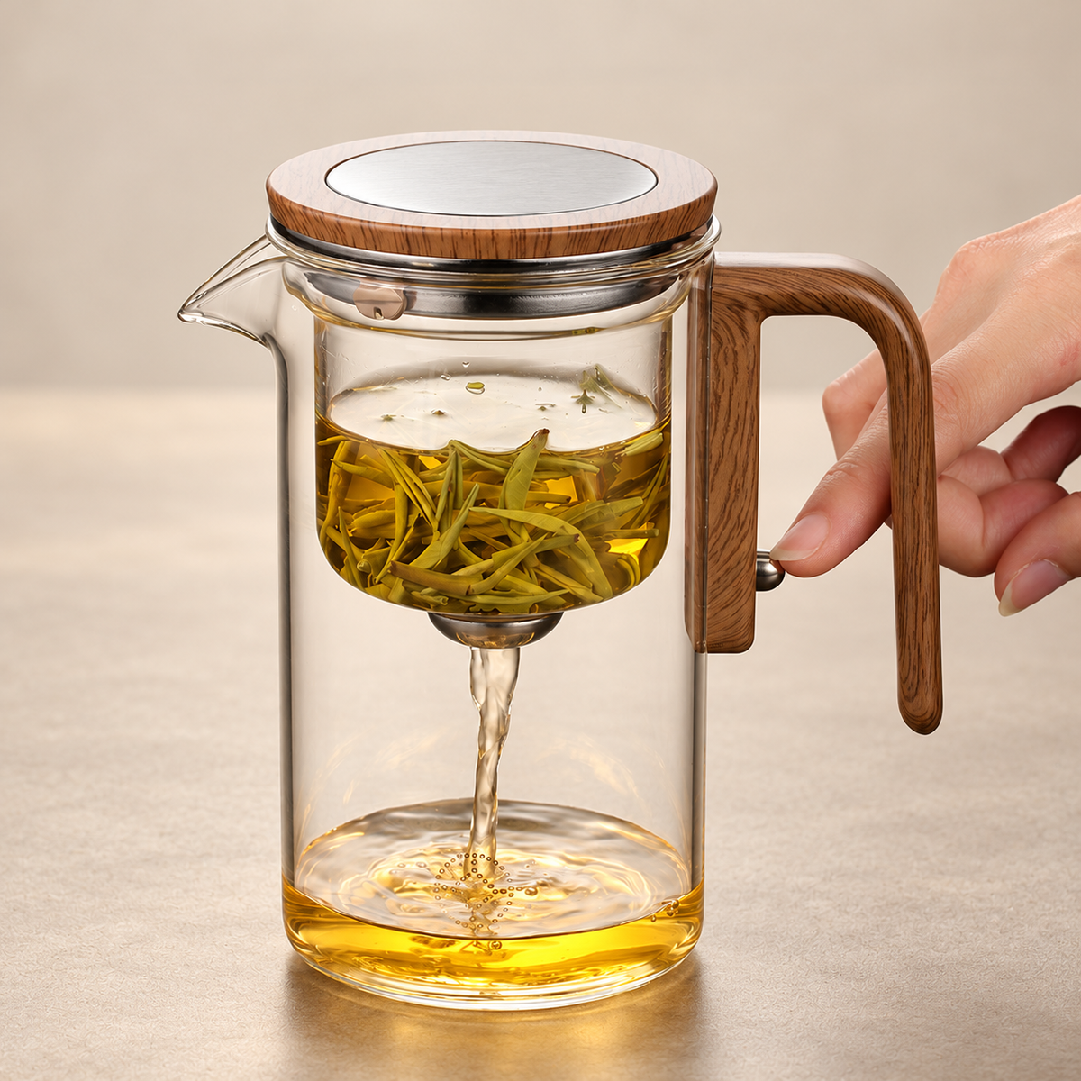 Glass Tea Brewer with Handle Switch — image 1