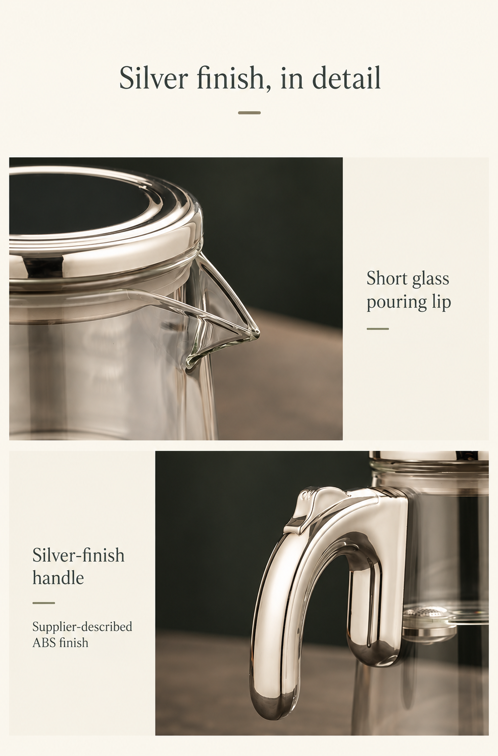 Silver finish, in detail