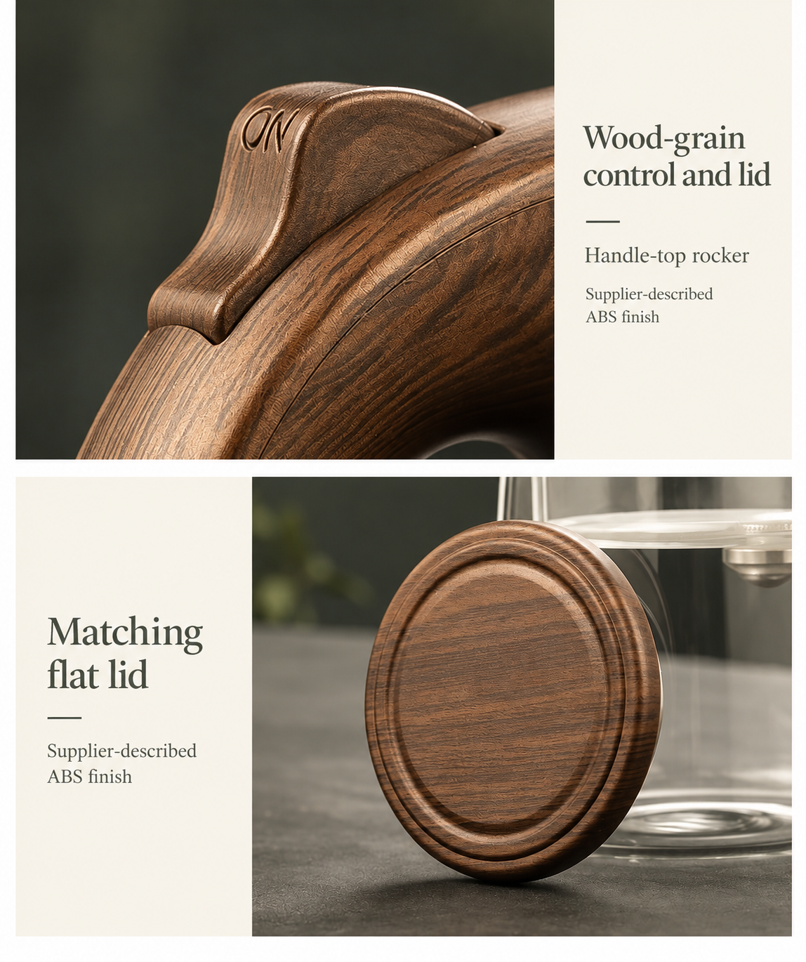 Wood-grain control and lid