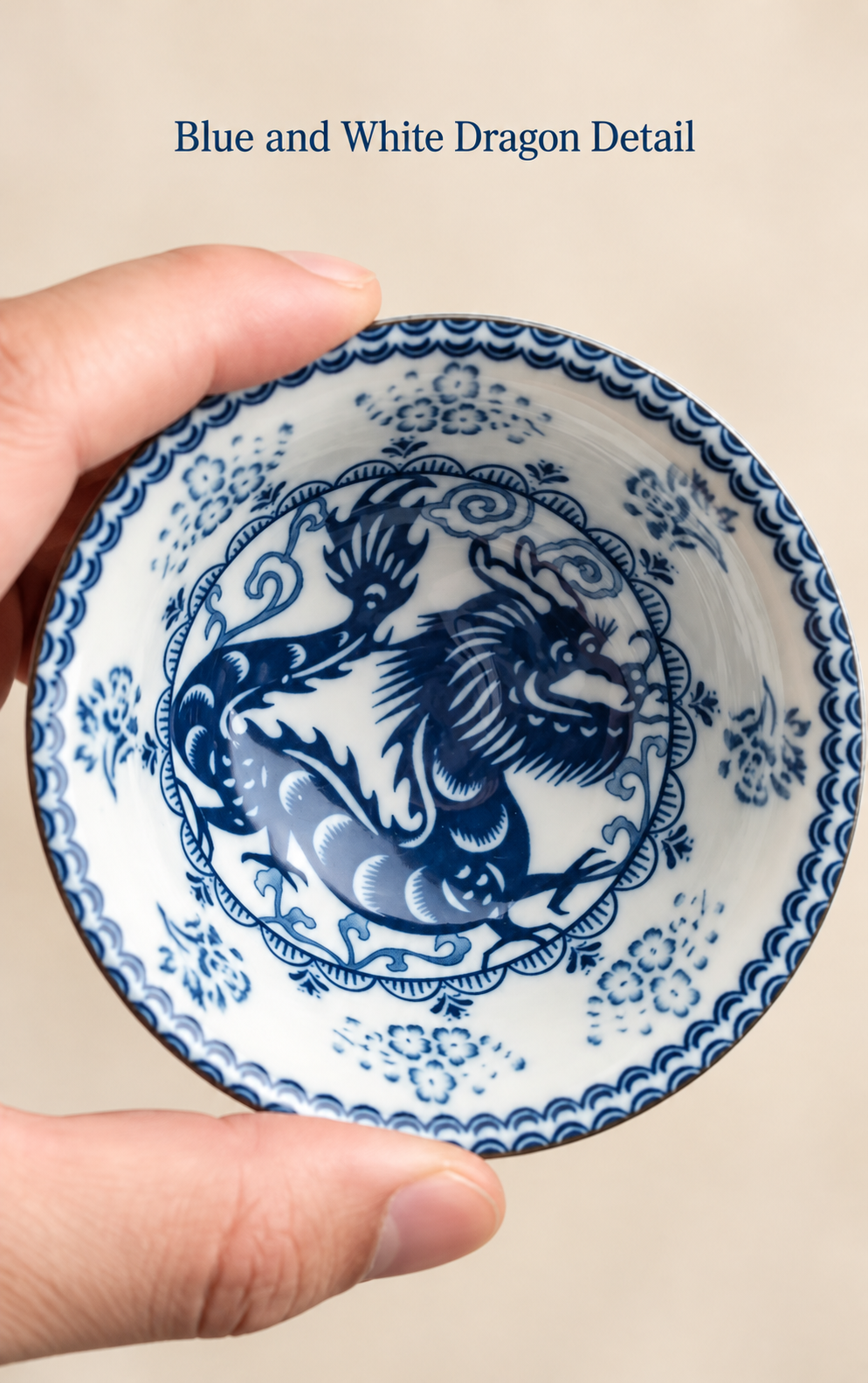 Blue and White Dragon Detail