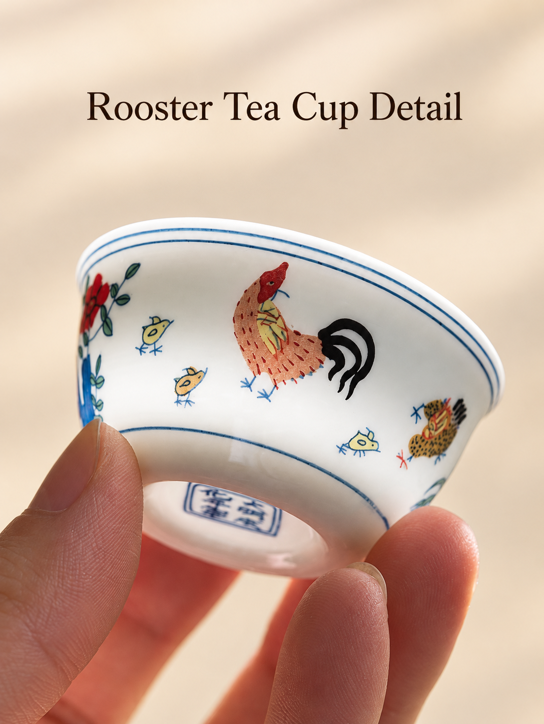 Rooster Tea Cup Detail