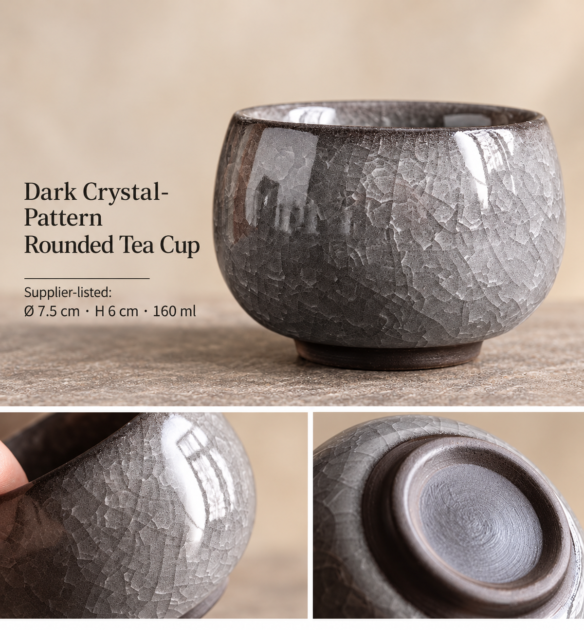 Dark Crystal-Pattern Rounded Tea Cup