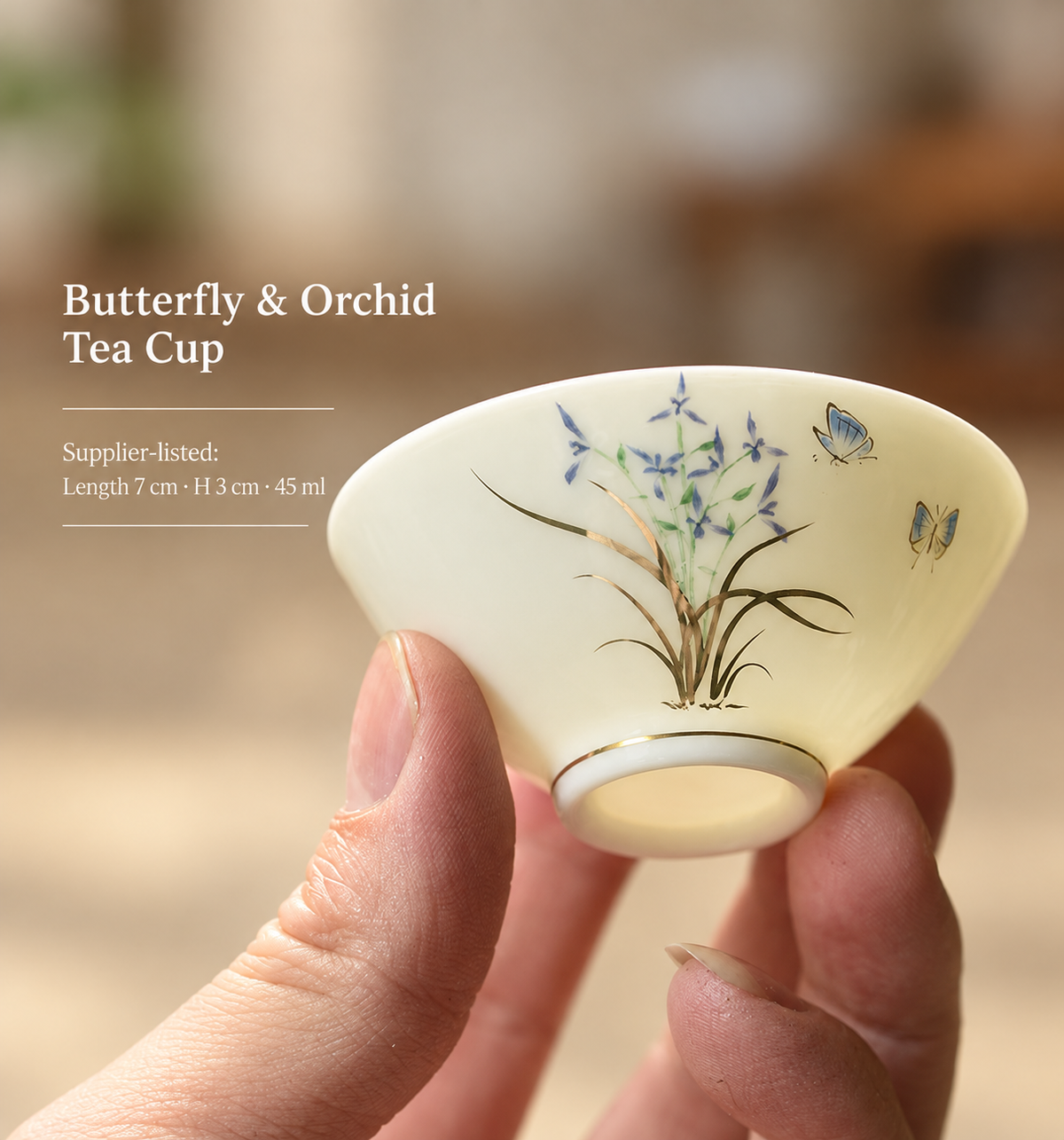 Butterfly & Orchid Tea Cup