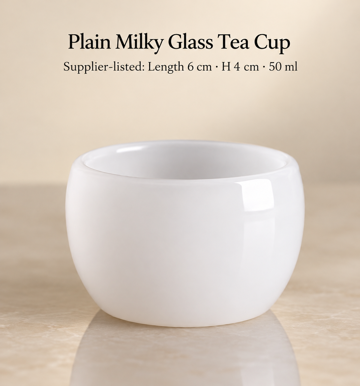 Plain Milky Glass Tea Cup