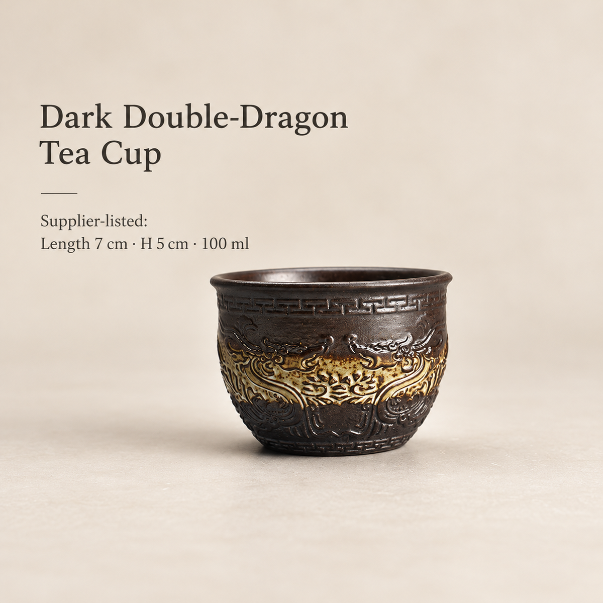 Dark Double-Dragon Tea Cup