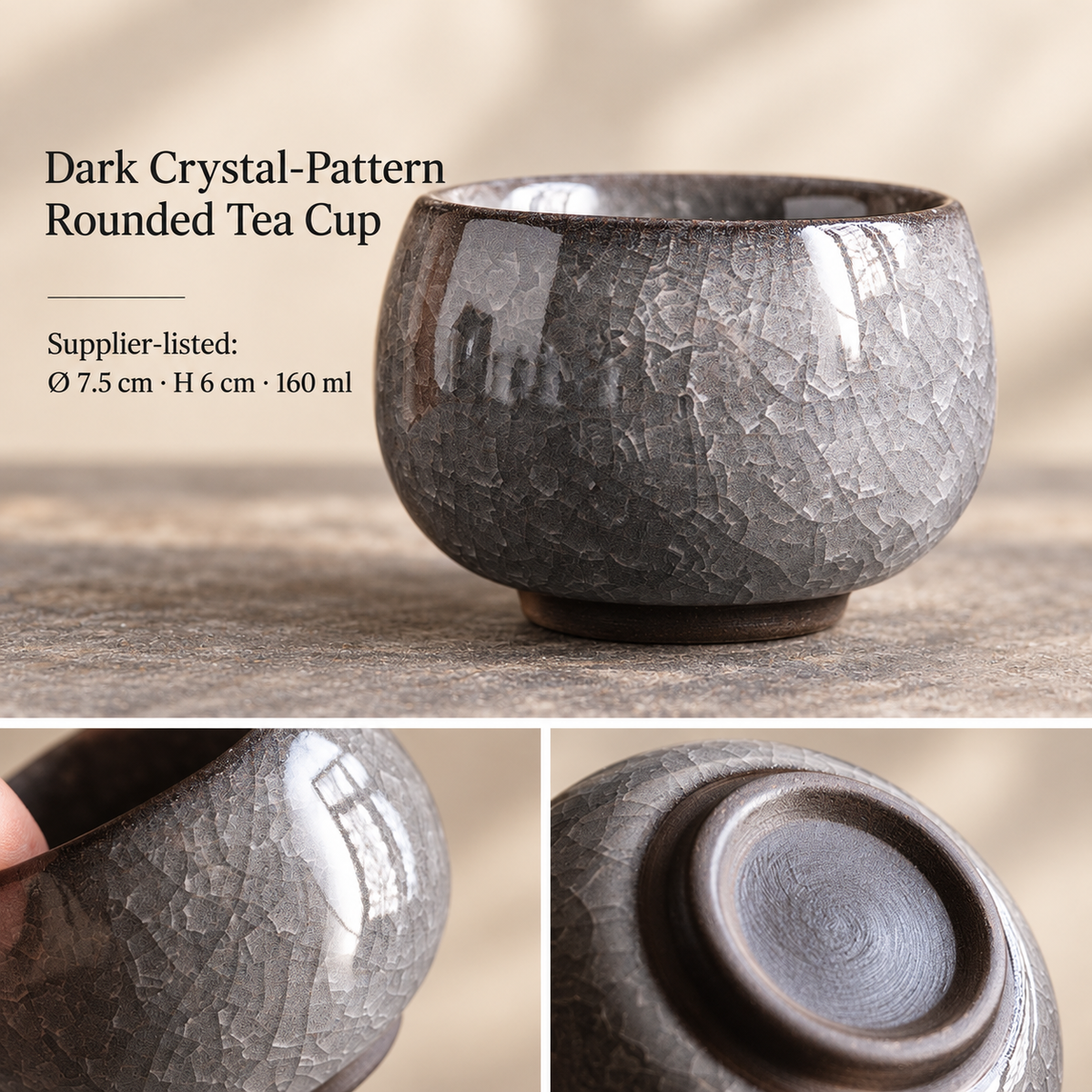 Dark Crystal-Pattern Rounded Tea Cup