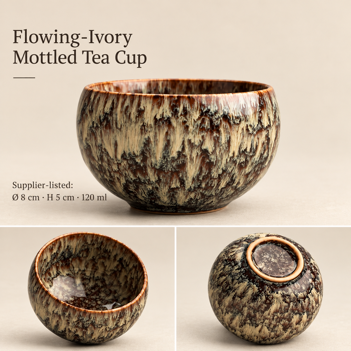 Flowing-Ivory Mottled Tea Cup