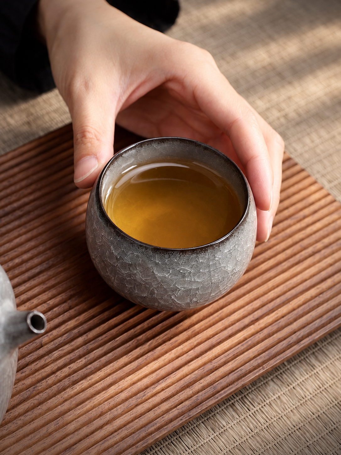 Black Ice Crackle Ceramic Teaware — image 3