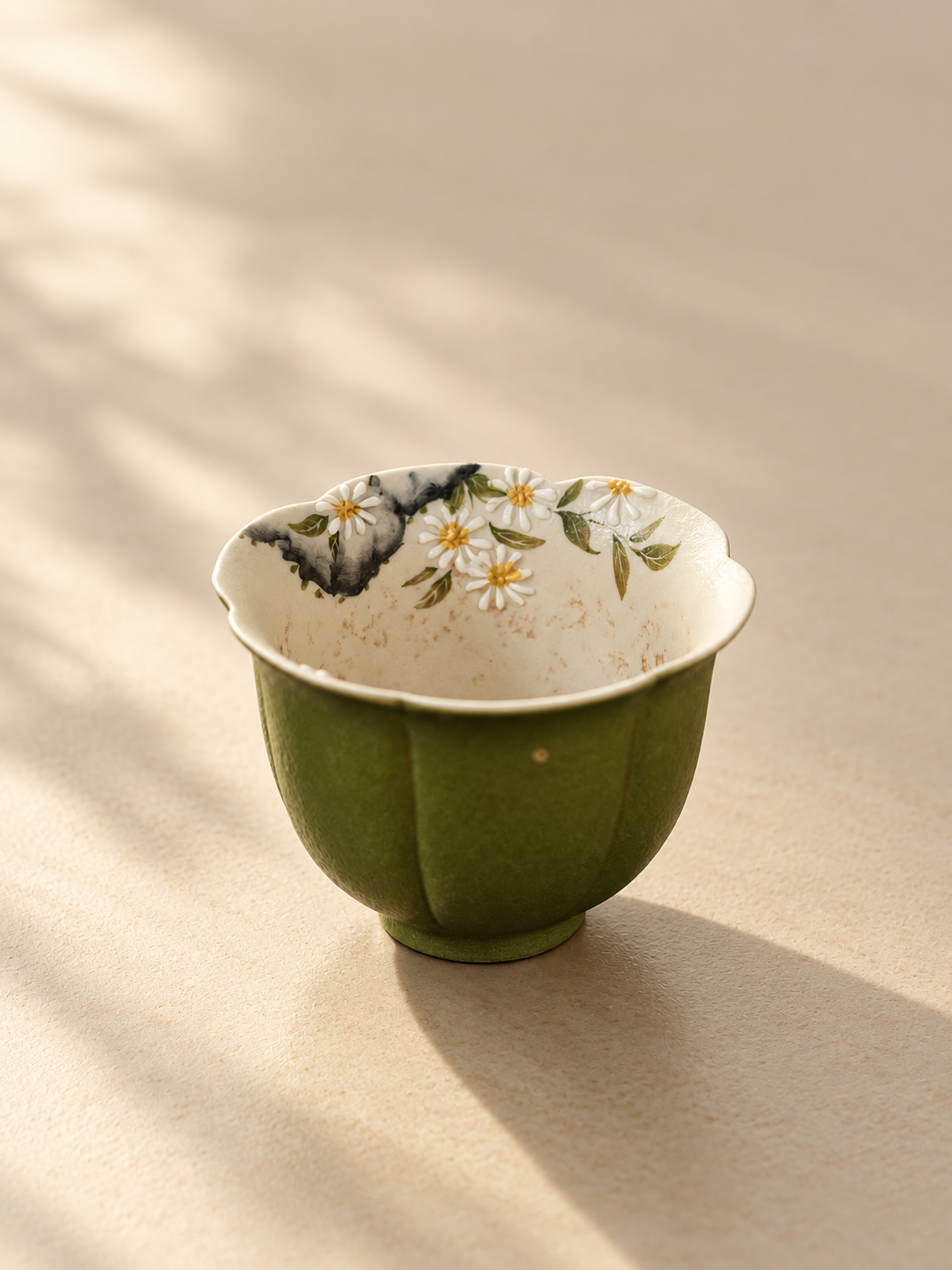 Olive Daisy Ceramic Tea Cups & Coordinating Teaware — image 1
