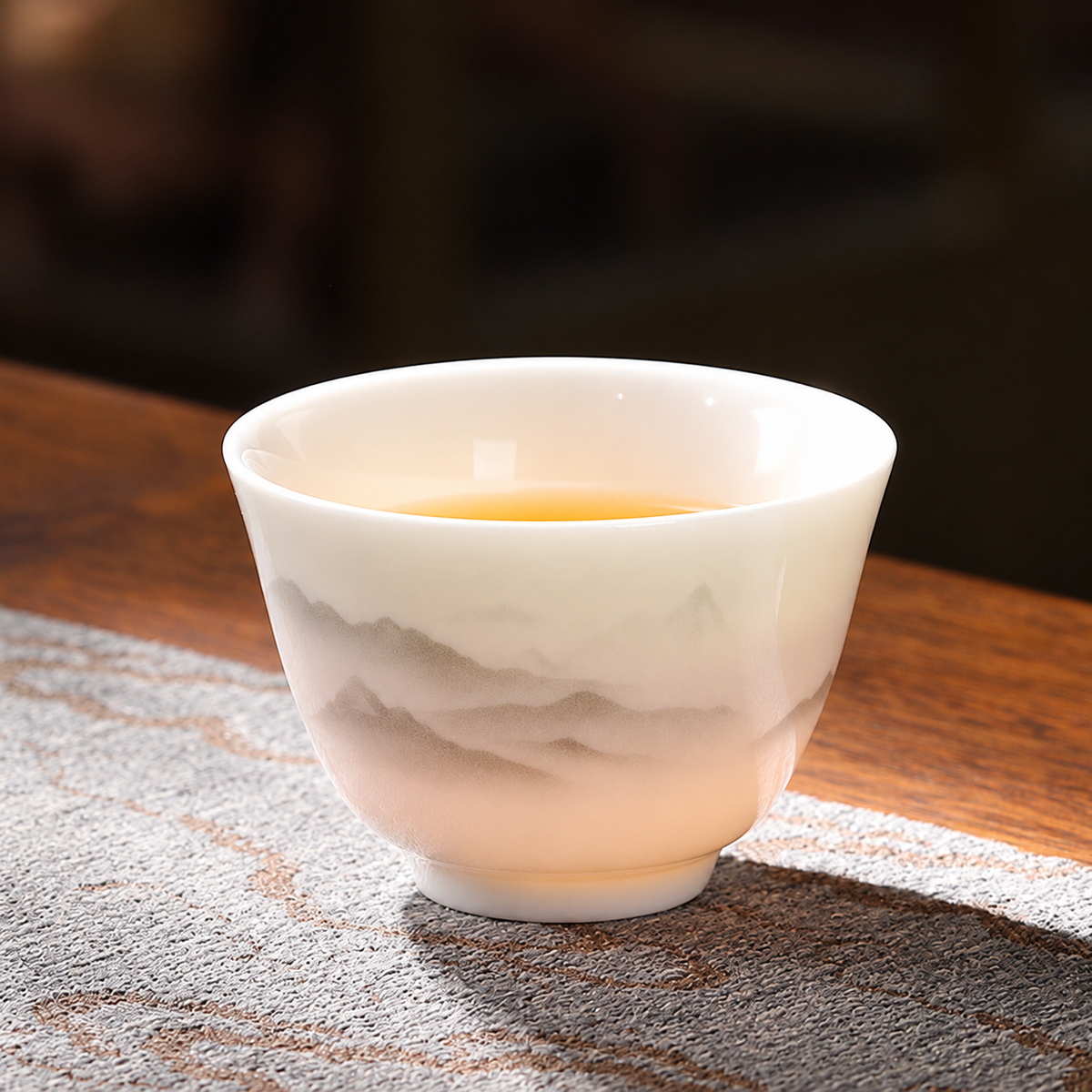 White Porcelain Tea Cups with Quiet Motifs — image 2