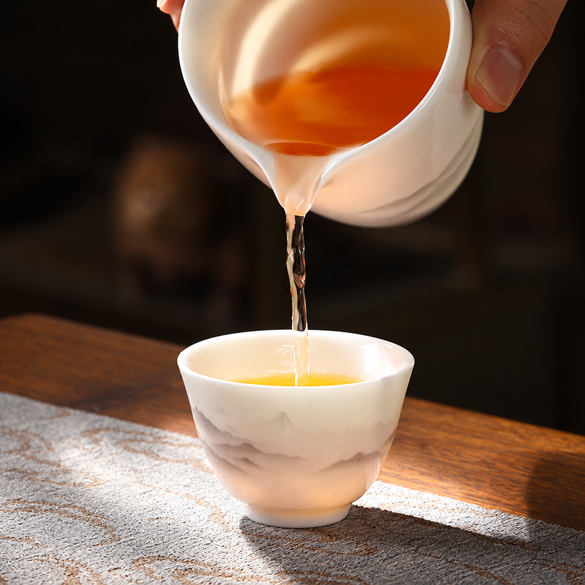White Porcelain Tea Cups with Quiet Motifs — image 4