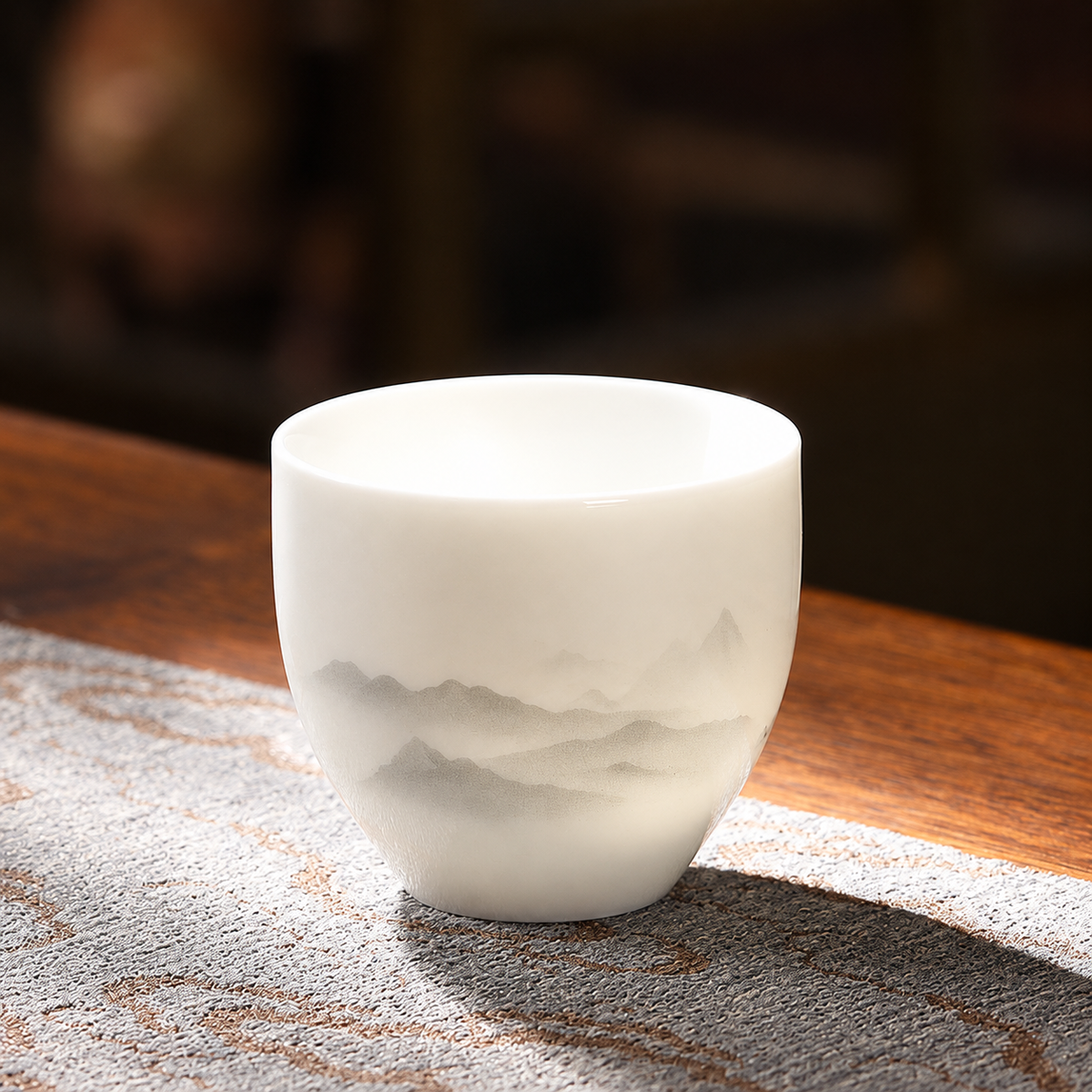 Yunchuan / Cream-white porcelain / Misty grey mountains / Single cup