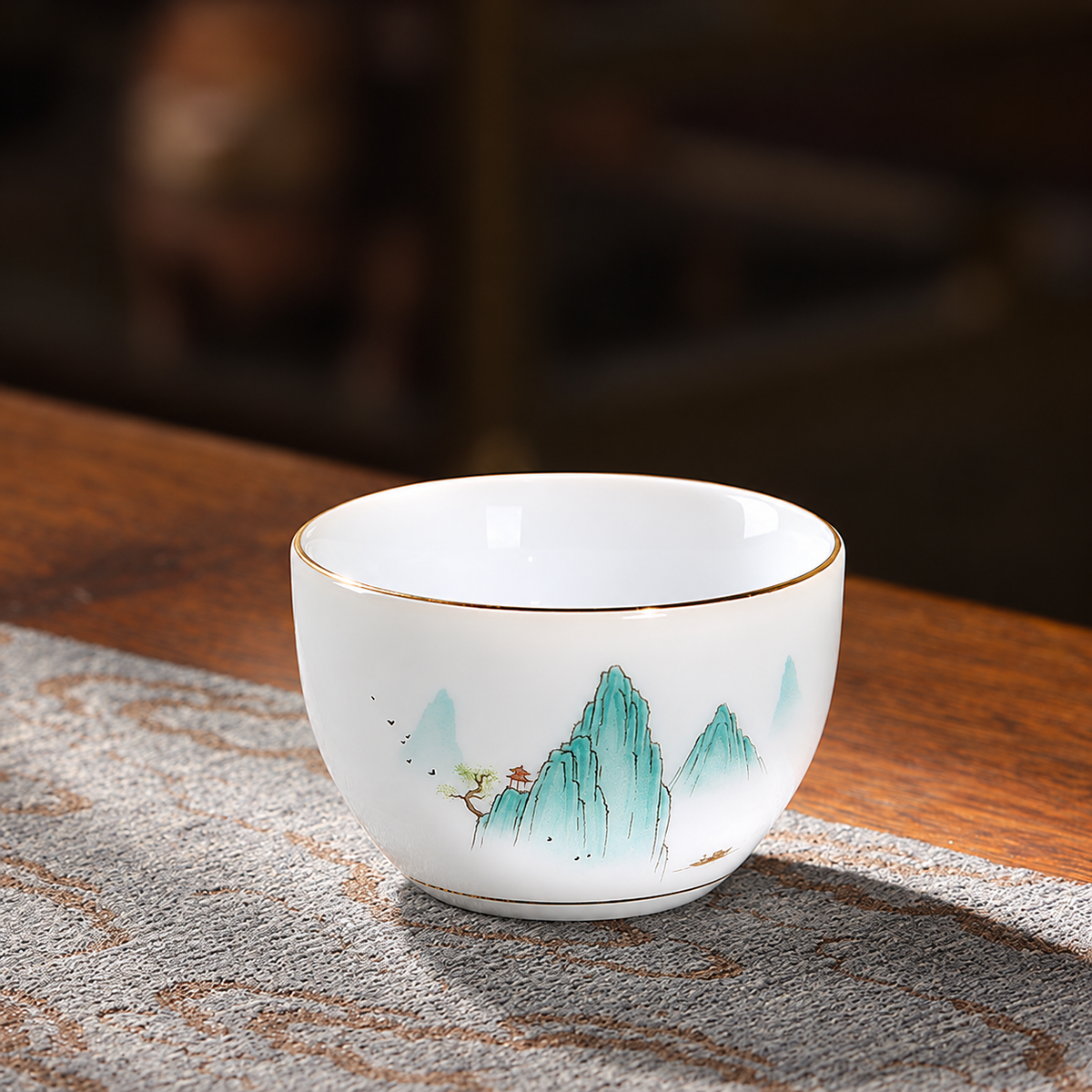 Yunya / Ice-white porcelain / Turquoise mountains / Single cup
