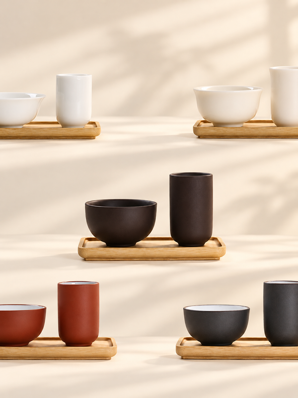 Aroma & Tasting Cups with Bamboo Tray